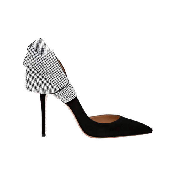 Silver Strived Black Ladies Shoe